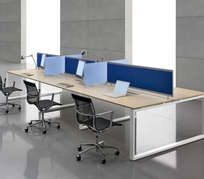 Loop - Italian 4 Person Bench Desk With Loop Frame - Add Office