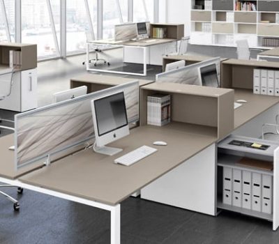Loop - Italian 4 Person Bench Desk With Loop Frame - Add Office